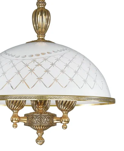 Люстра подвесная  L 7102/38 Reccagni Angelo белая на 3 лампы, основание золотое в стиле классический  фото 3